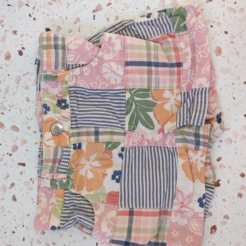 Gymboree | Cotton Madras Shorts- Stitched Patchwork | 18-24 M
